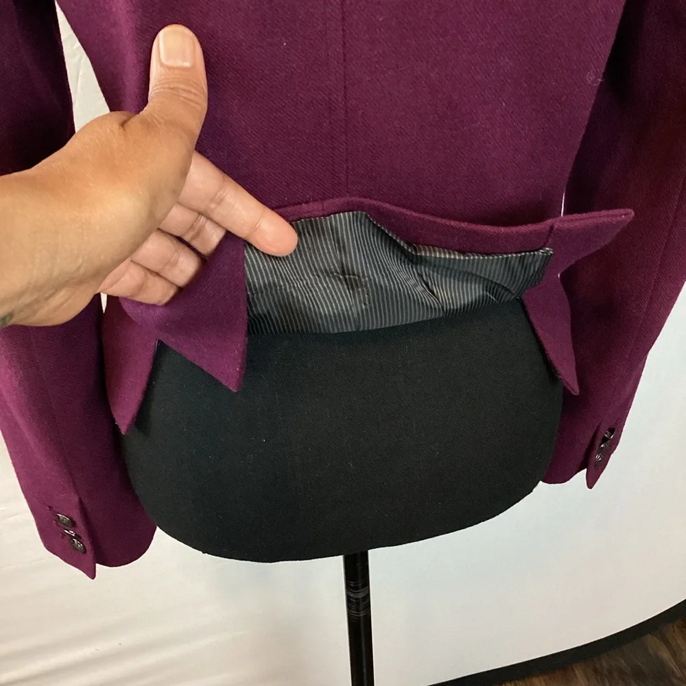 SOLD! Banana Republic Double Breasted Plum Wool Blend Military Jacket - Picture 5 of 13